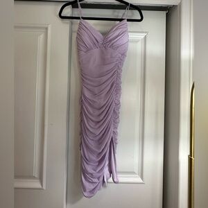 Lulus Lavender Midi Ruched Dress